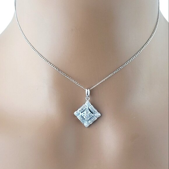 Vintage 14K White Gold Diamond Kite Shape Pendant #14983 - Picture 9 of 9